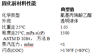 固化前材料性能